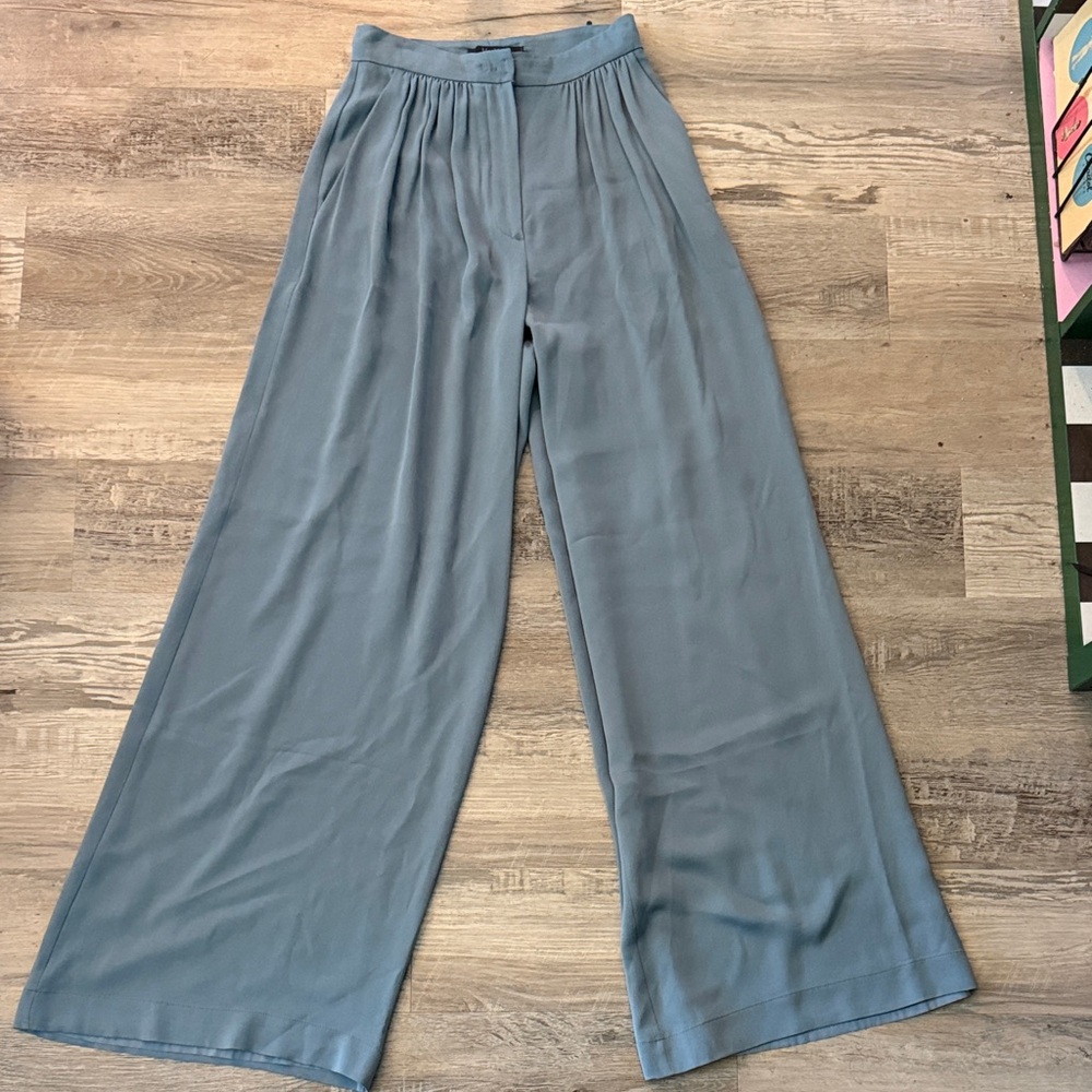MaxMara Slate Blue Wide-Leg High-Waist Pants
